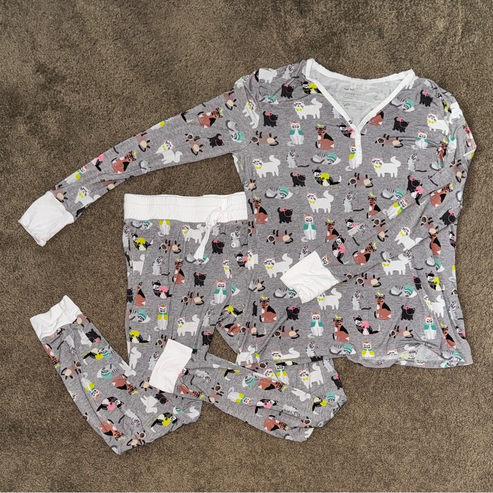Adult Little Sleepies Cozy Cats Pajama Set - Womens Medium